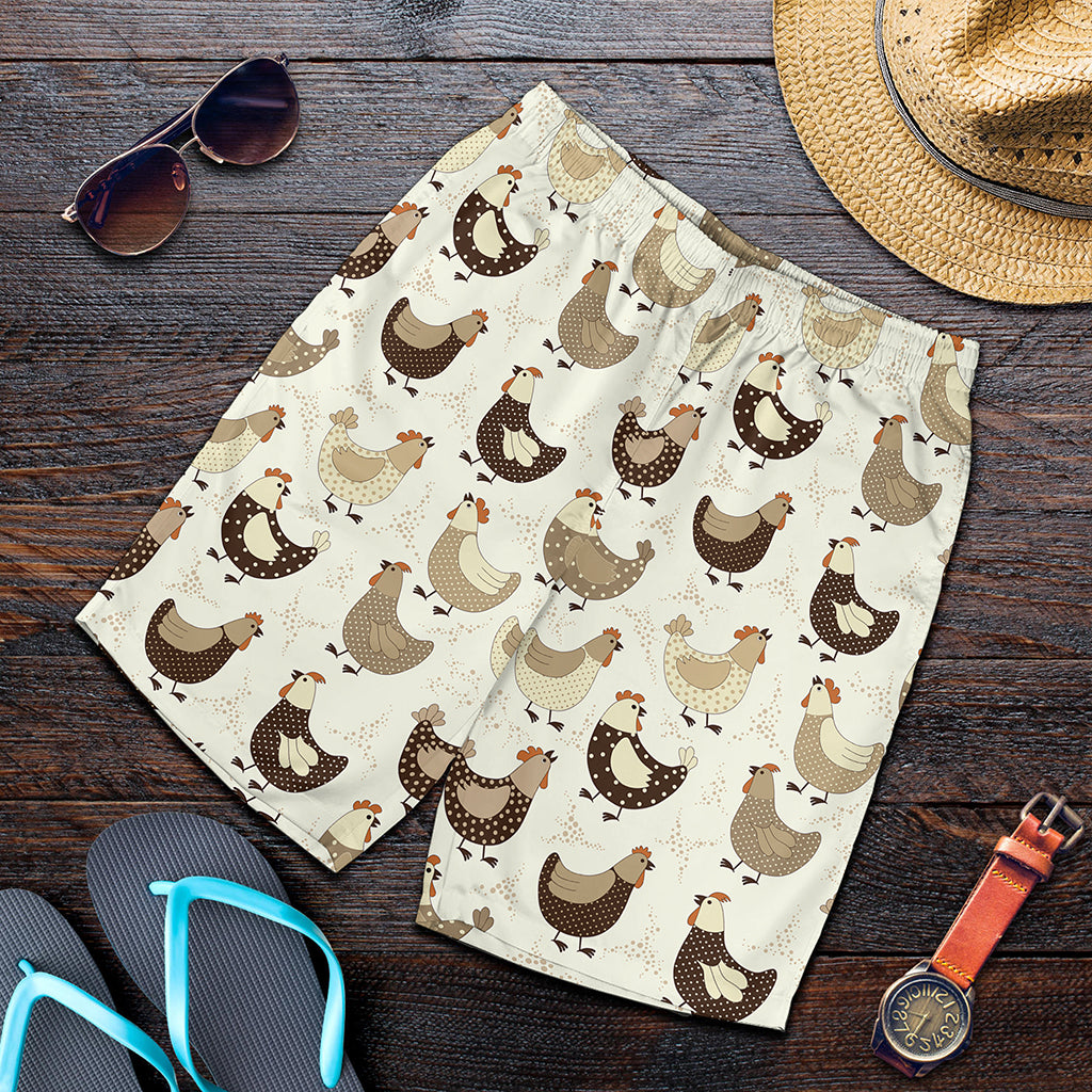 Cute Chicken Pattern Print Men's Shorts