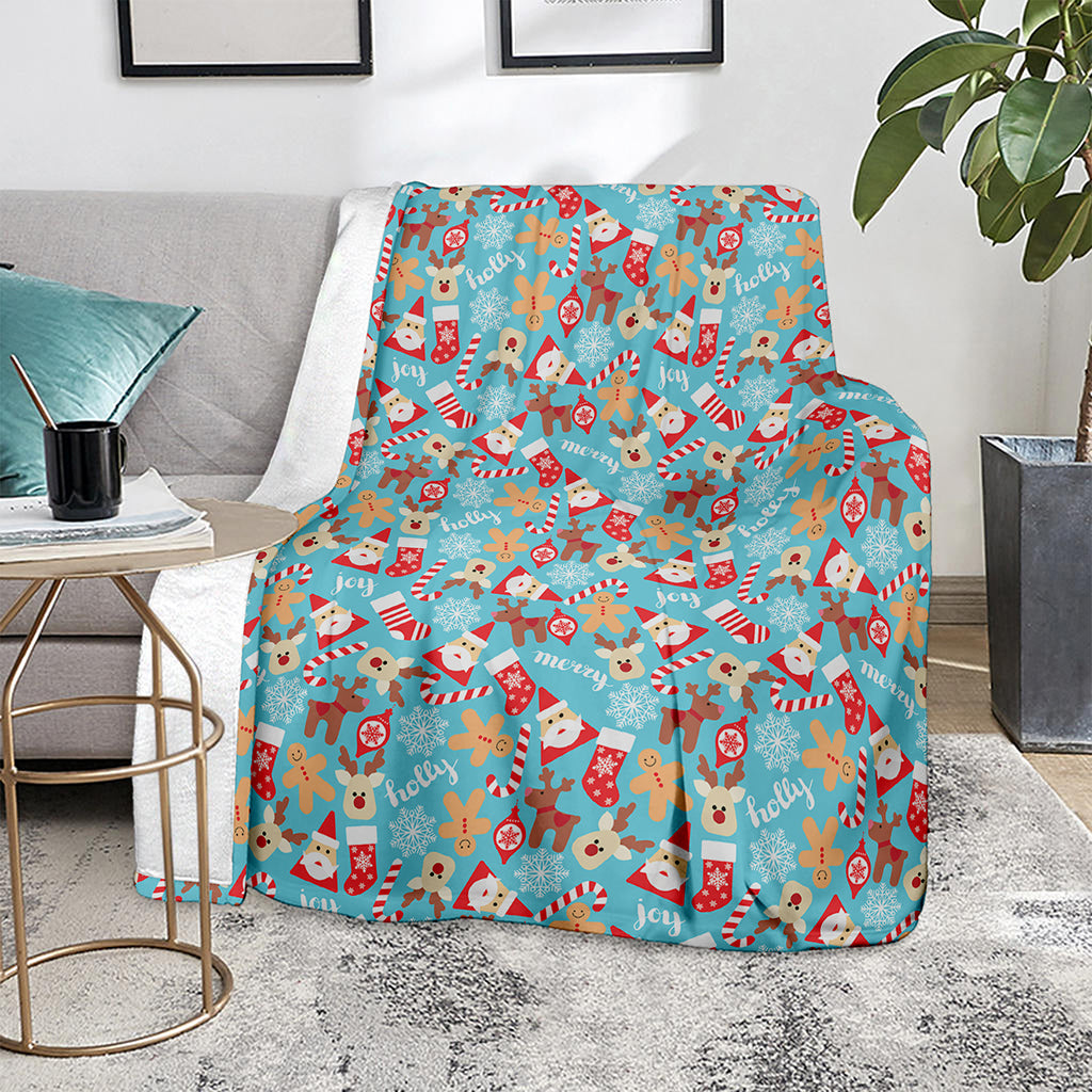 Cute Christmas Elements Pattern Print Blanket