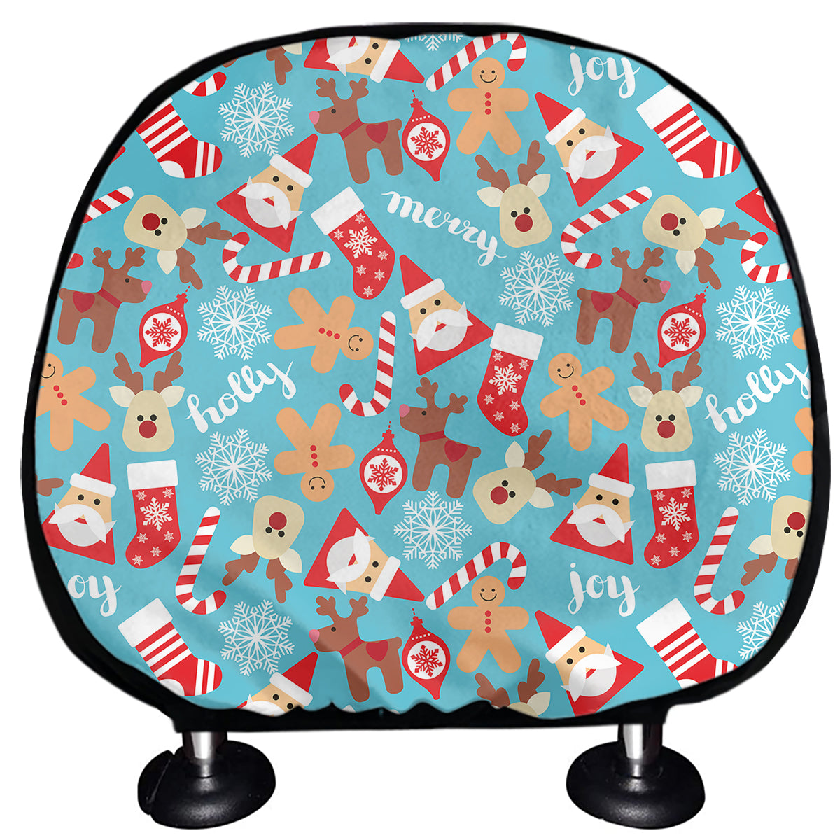 Cute Christmas Elements Pattern Print Car Headrest Covers
