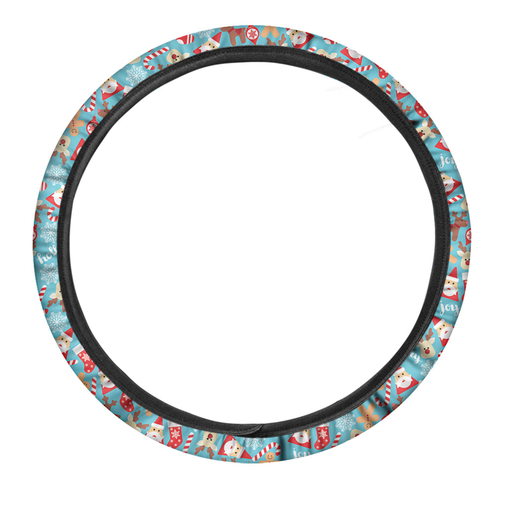 Cute Christmas Elements Pattern Print Car Steering Wheel Cover