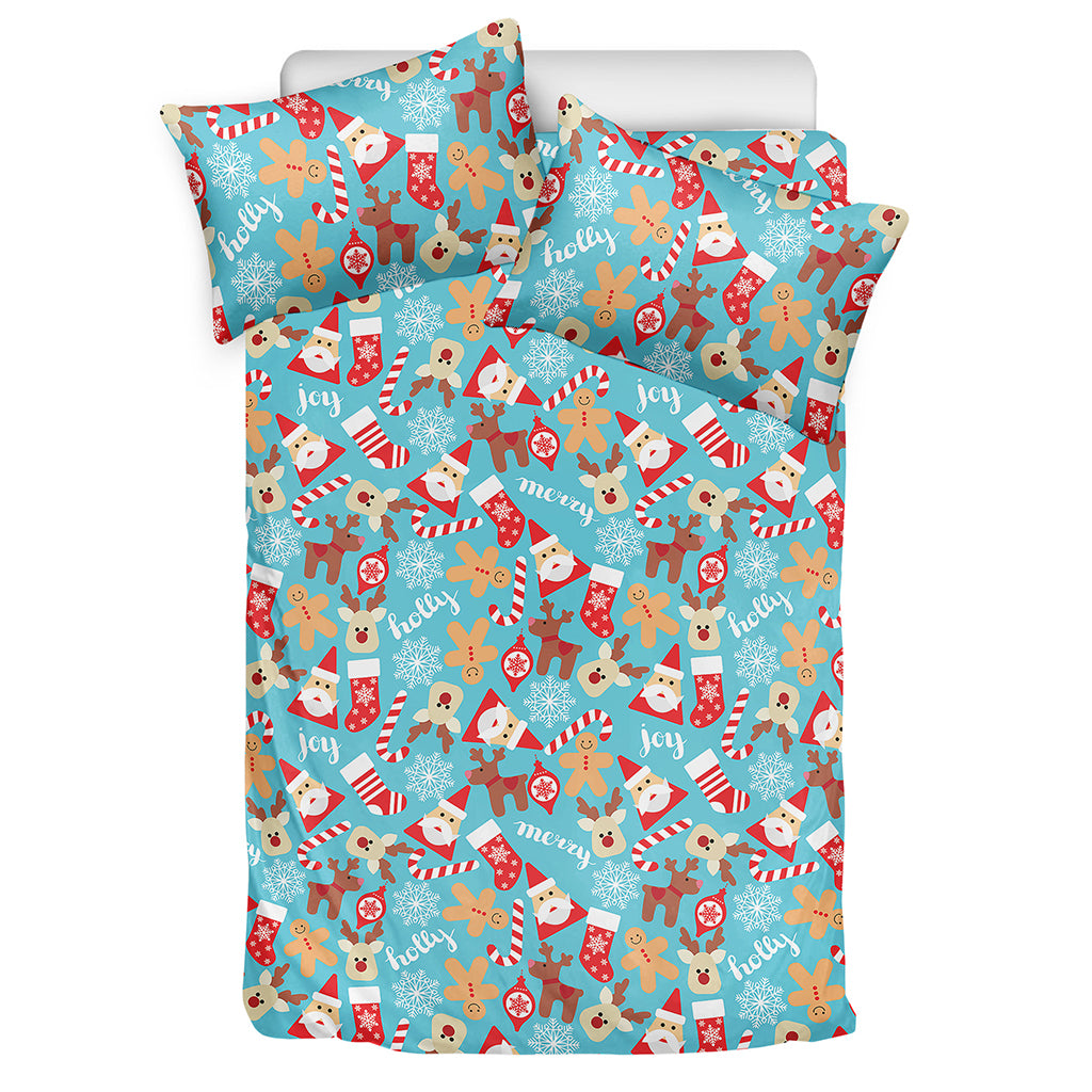 Cute Christmas Elements Pattern Print Duvet Cover Bedding Set