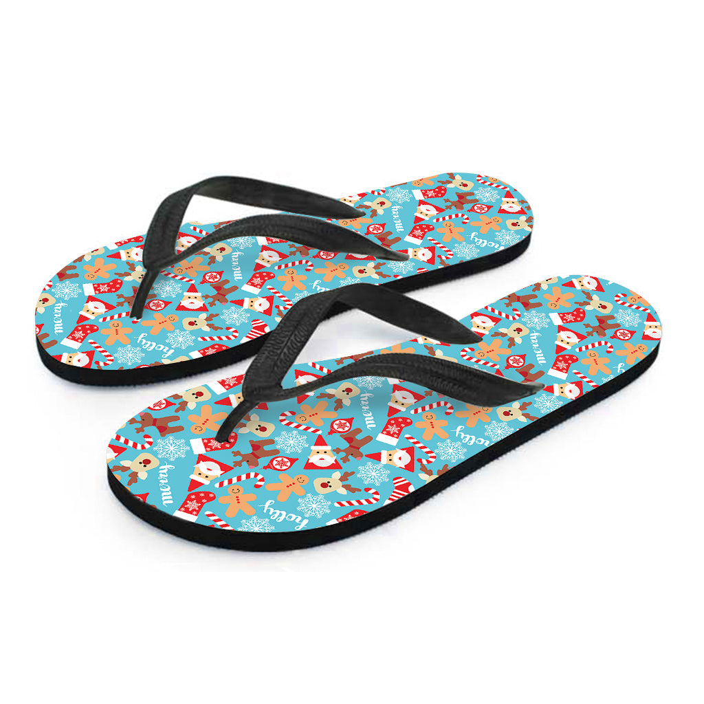 Cute Christmas Elements Pattern Print Flip Flops