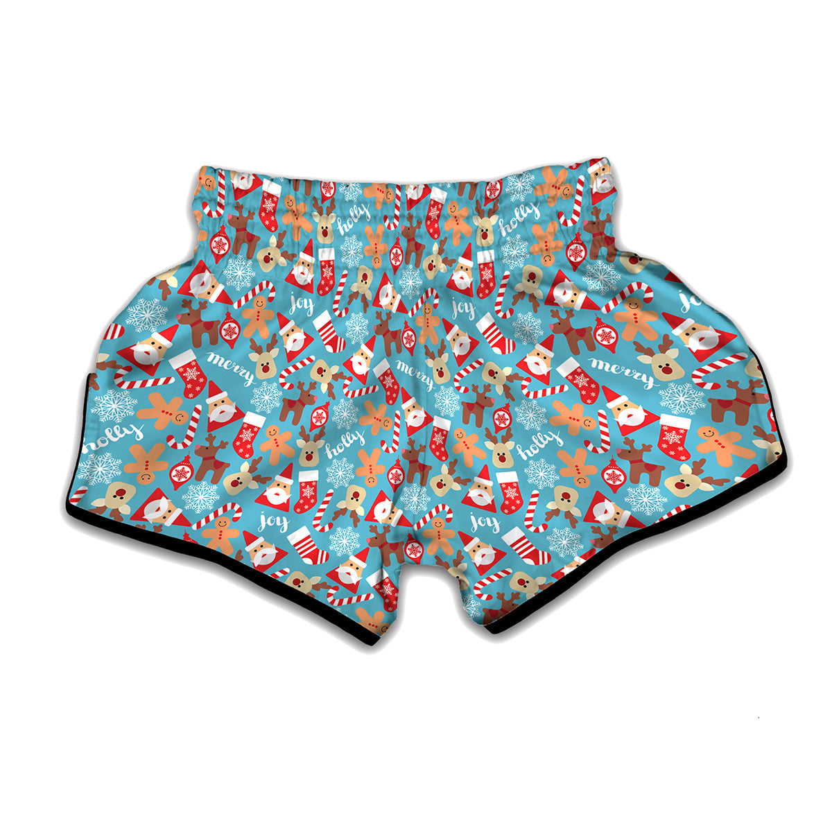 Cute Christmas Elements Pattern Print Muay Thai Boxing Shorts