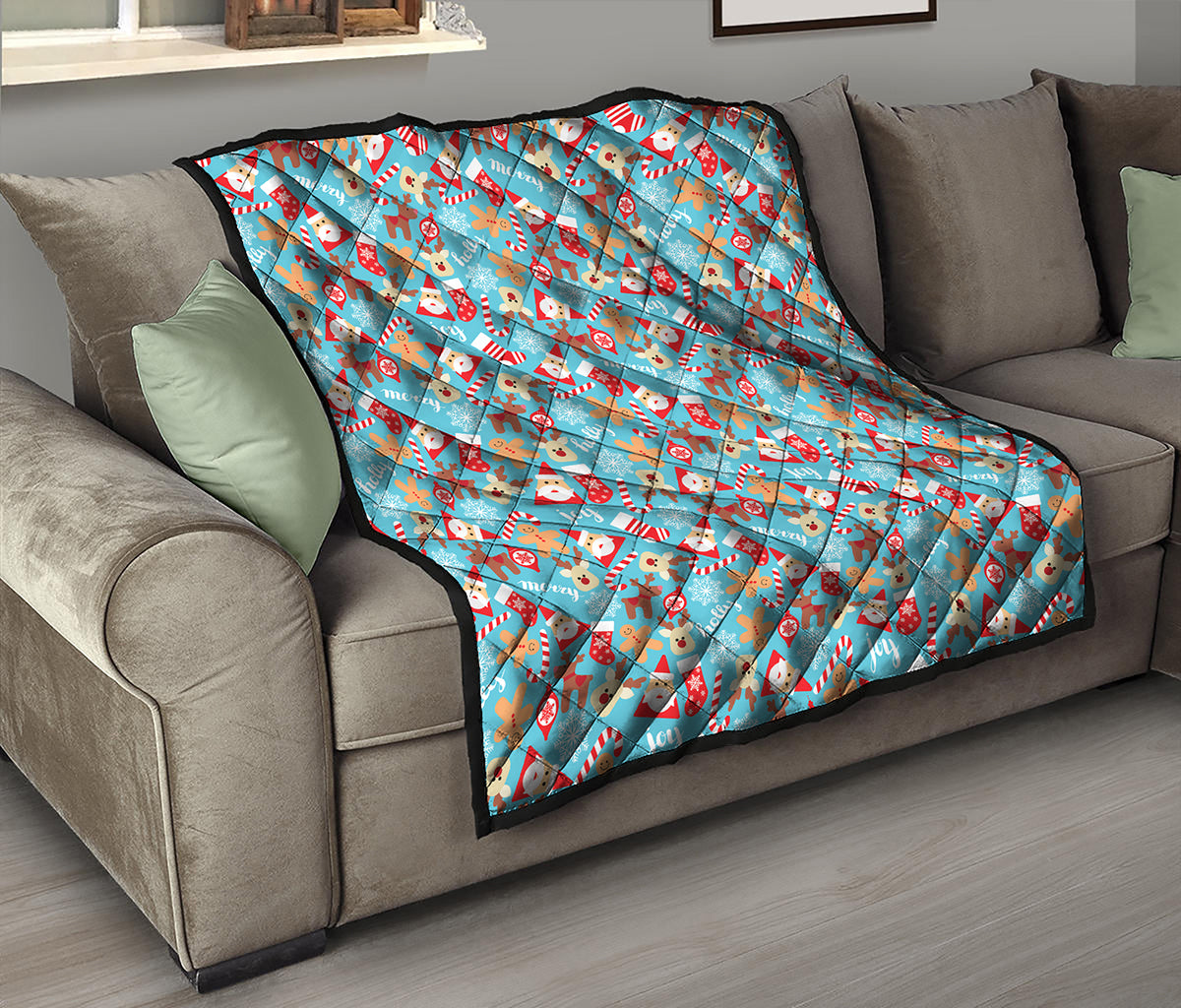 Cute Christmas Elements Pattern Print Quilt