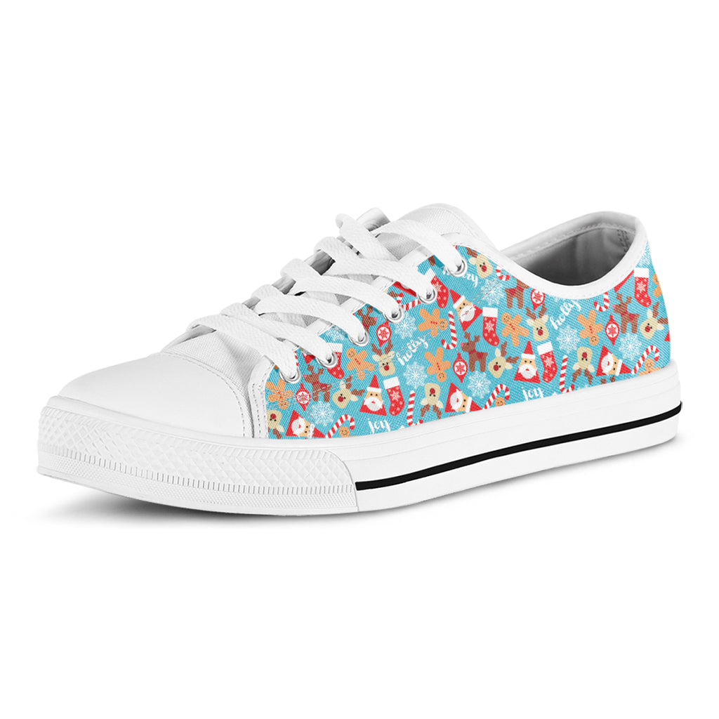Cute Christmas Elements Pattern Print White Low Top Shoes