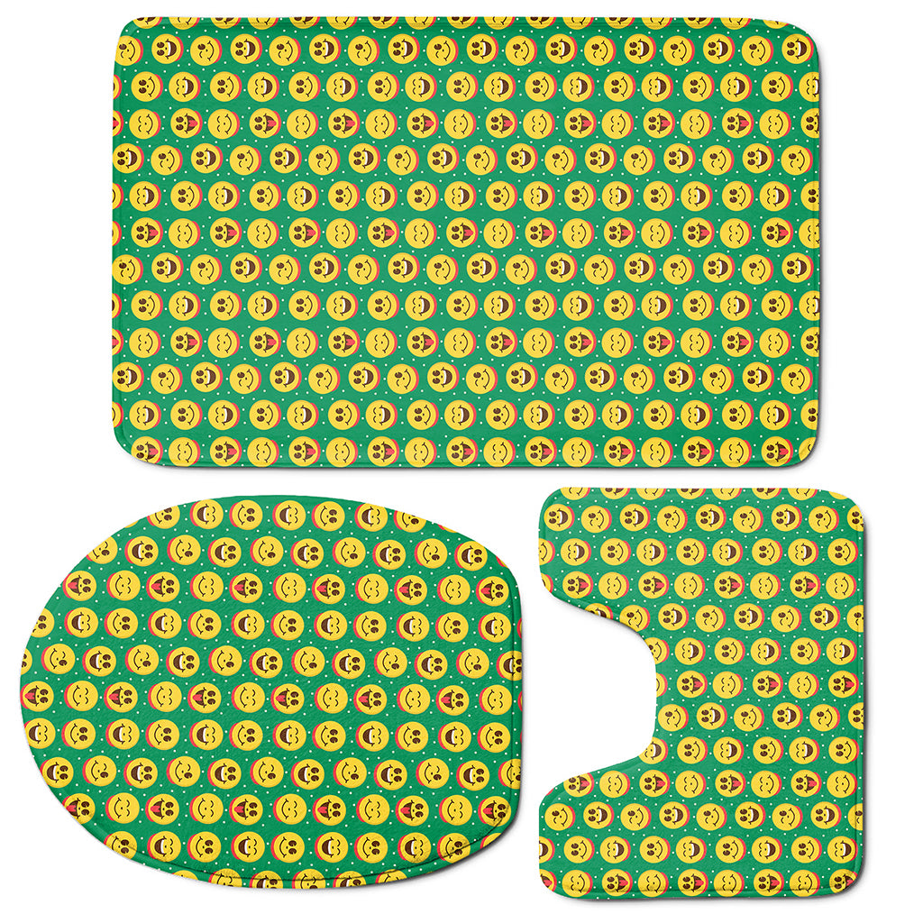 Cute Christmas Emoji Pattern Print 3 Piece Bath Mat Set