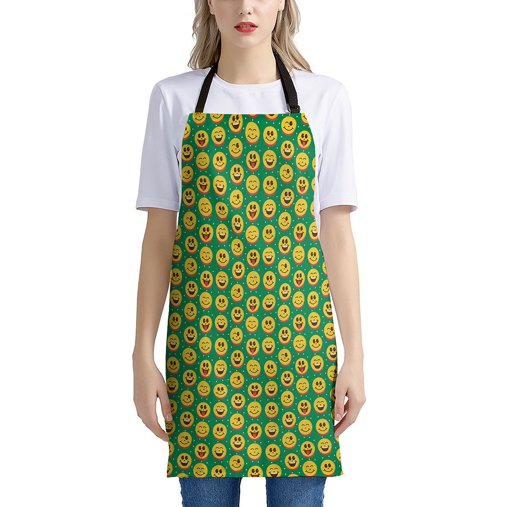 Cute Christmas Emoji Pattern Print Apron