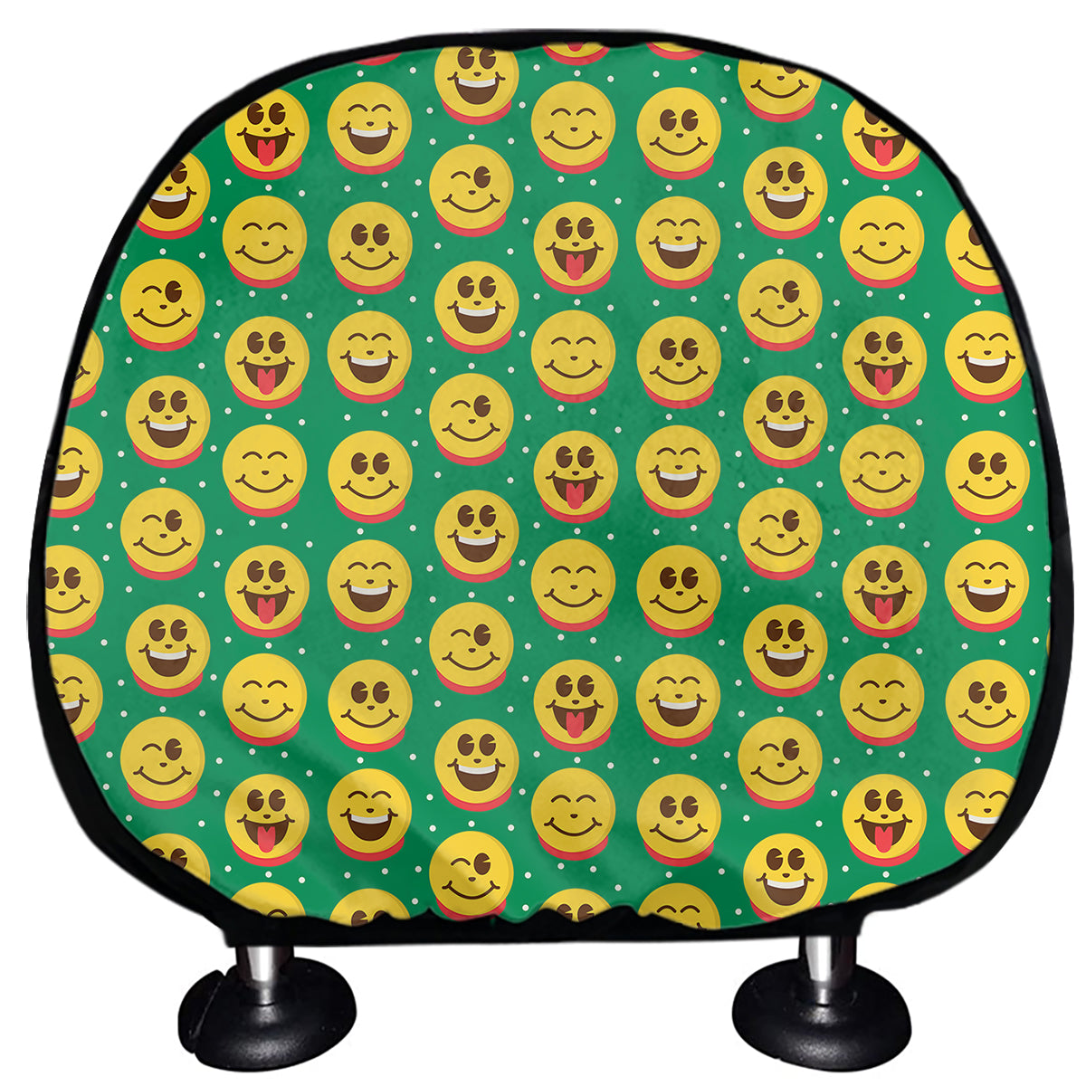 Cute Christmas Emoji Pattern Print Car Headrest Covers