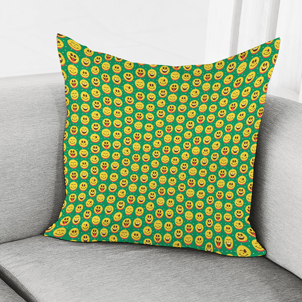 Cute Christmas Emoji Pattern Print Pillow Cover