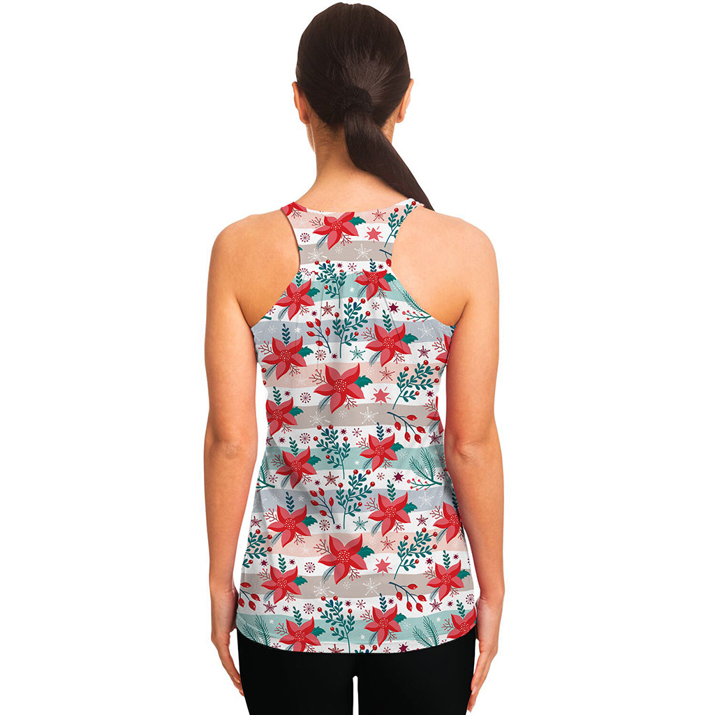 Cute Christmas Poinsettia Pattern Print Women's Racerback Tank Top