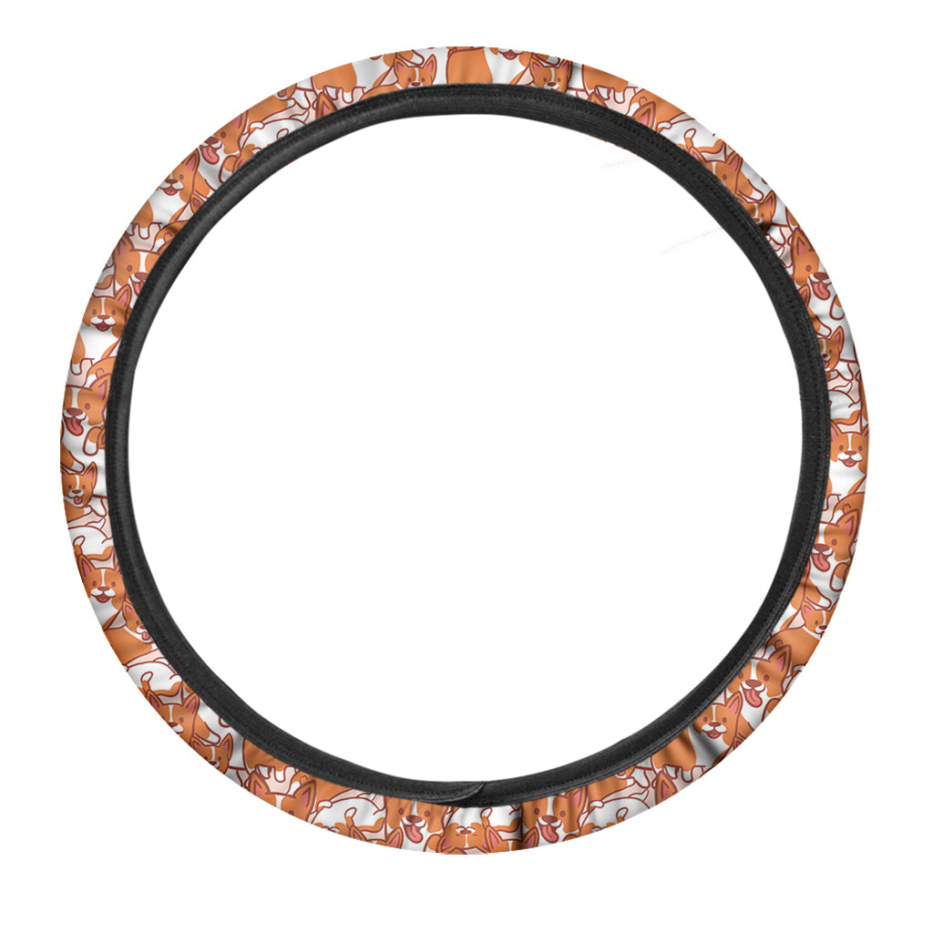 Cute Corgi Pattern Print Car Steering Wheel Cover