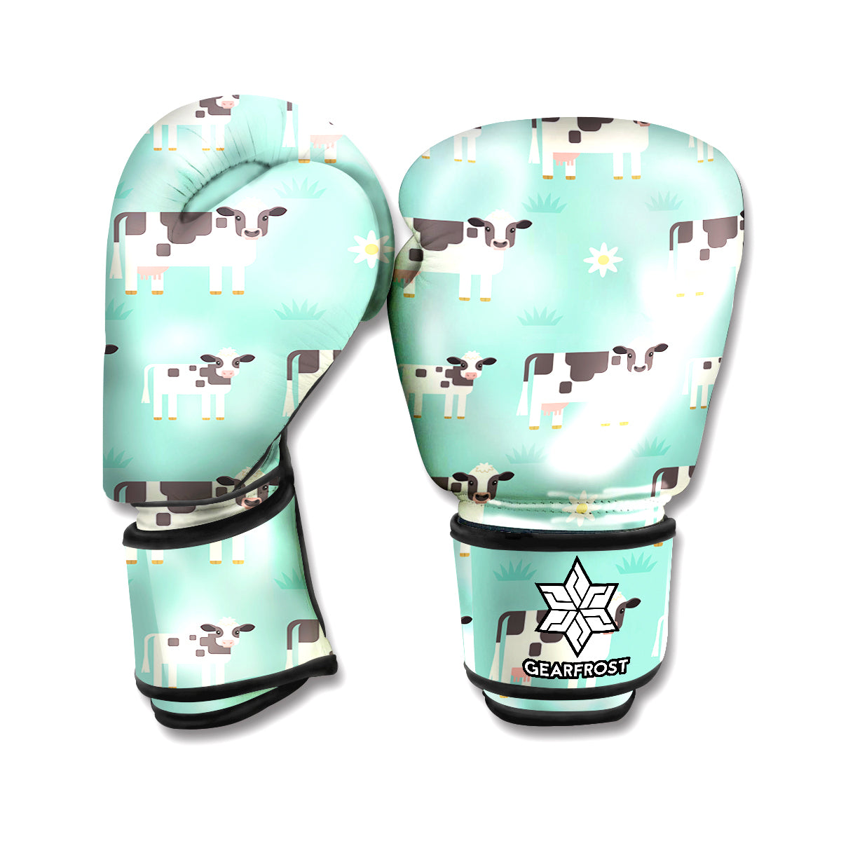 Cute Cow And Baby Cow Pattern Print Boxing Gloves