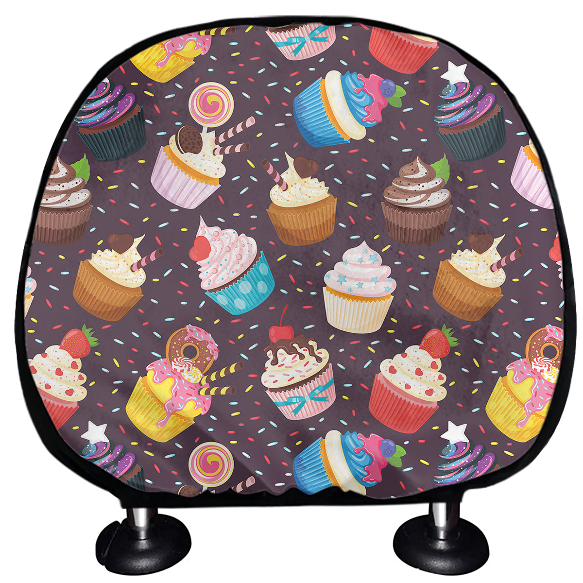 Cute Cupcake Pattern Print Car Headrest Covers