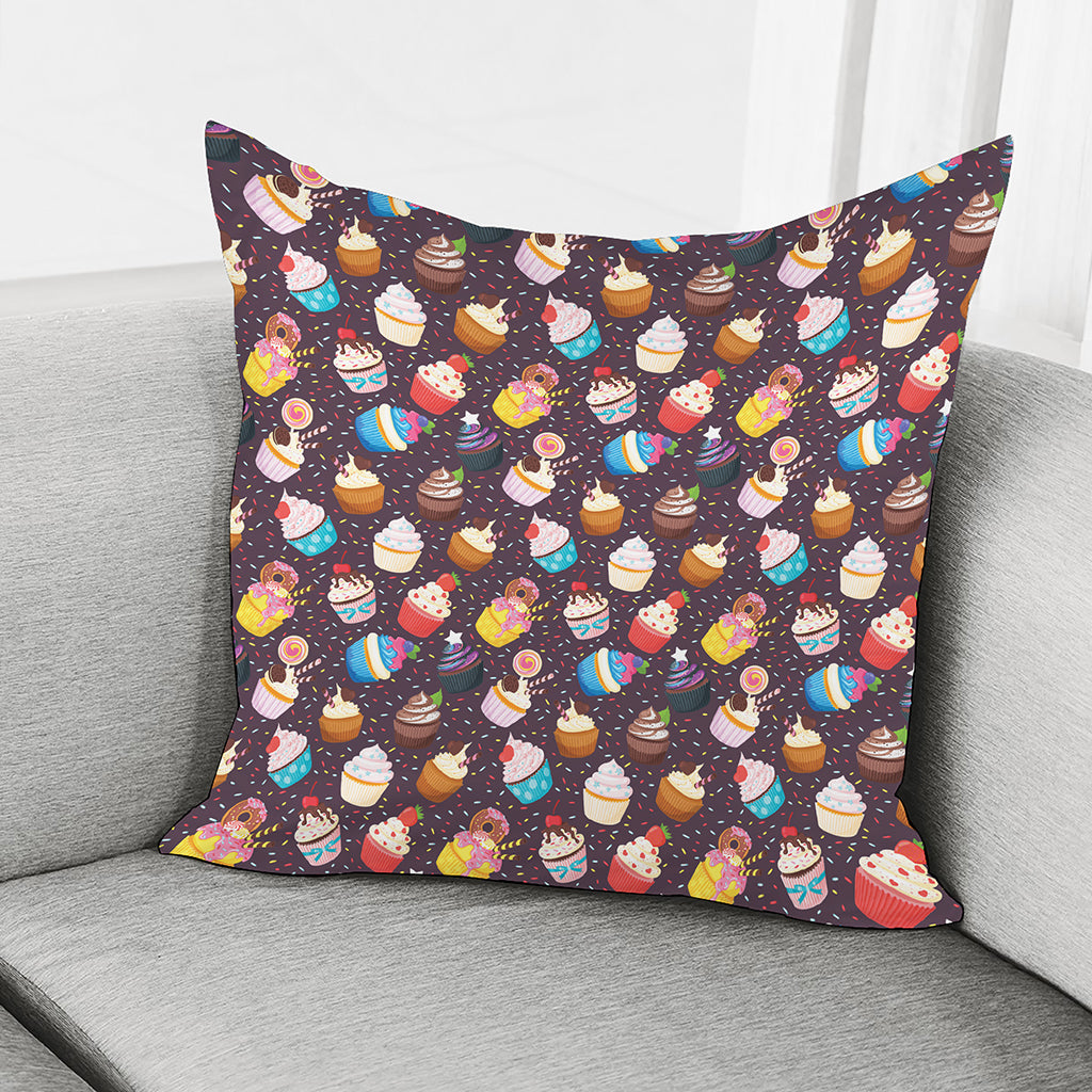 Cute Cupcake Pattern Print Pillow Cover