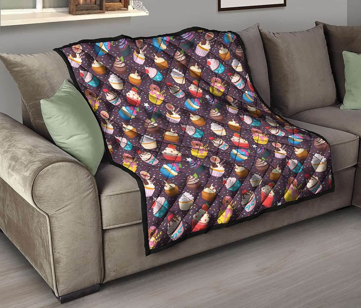 Cute Cupcake Pattern Print Quilt