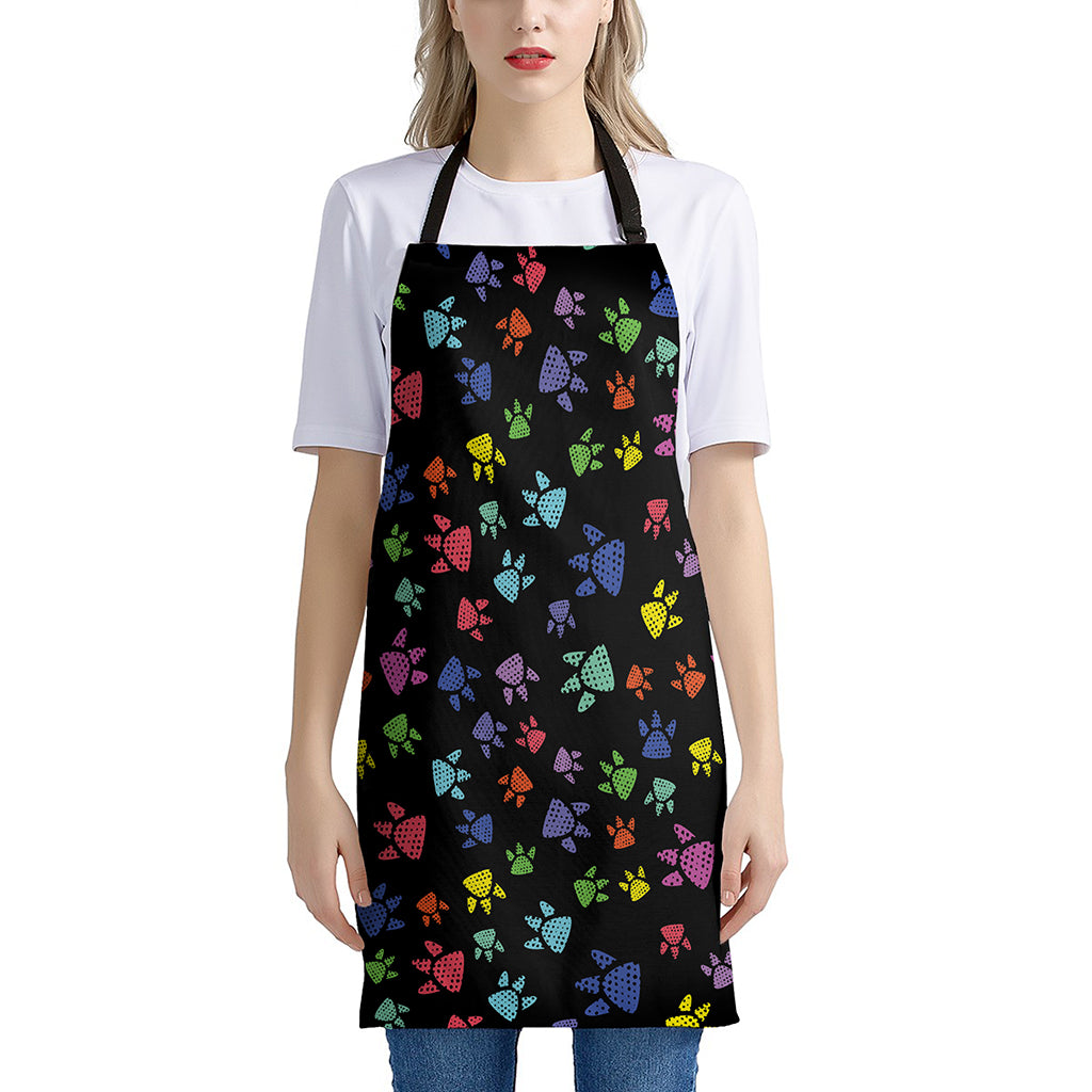 Cute Dino Footprint Pattern Print Apron