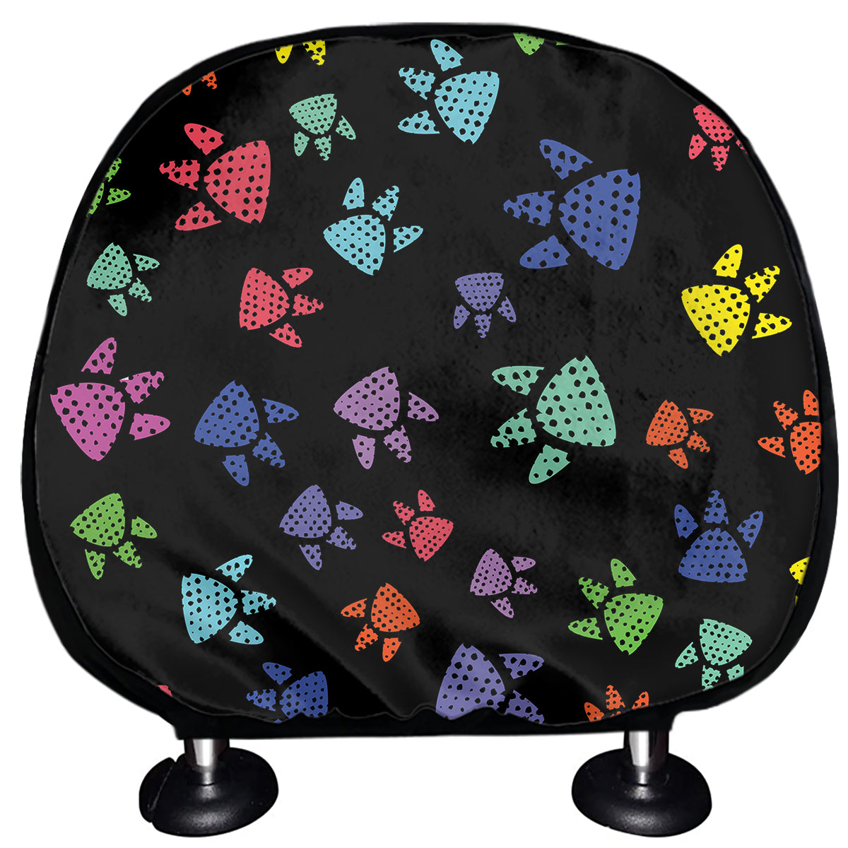 Cute Dino Footprint Pattern Print Car Headrest Covers