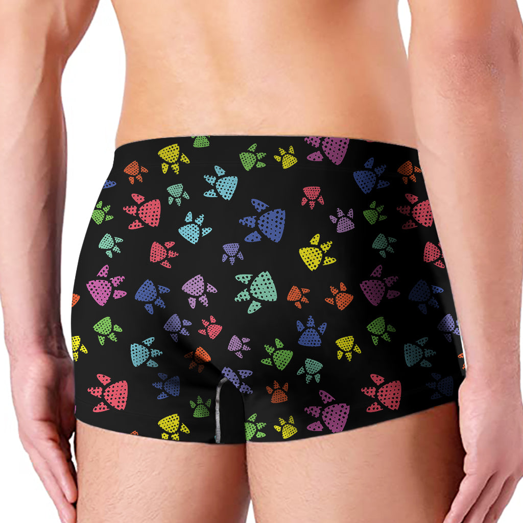 Cute Dino Footprint Pattern Print Men's Boxer Briefs