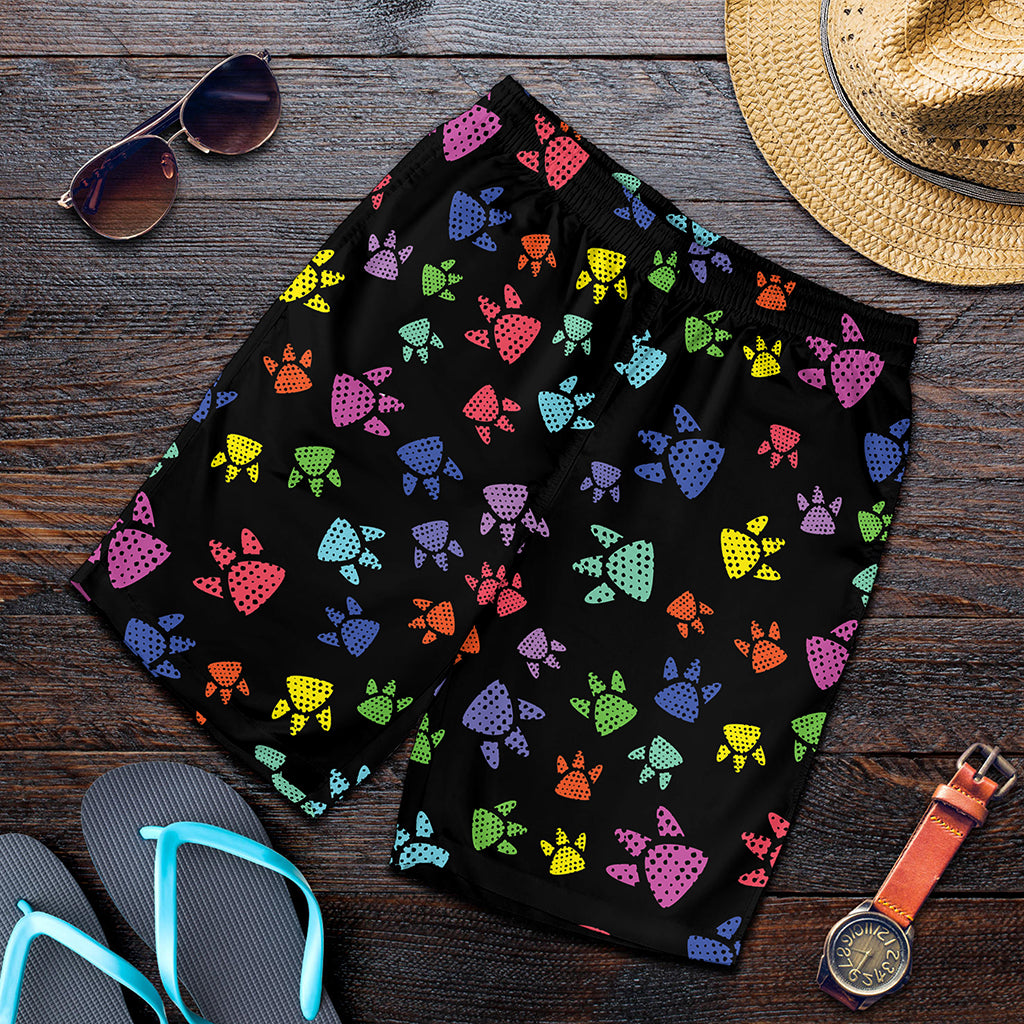 Cute Dino Footprint Pattern Print Men's Shorts