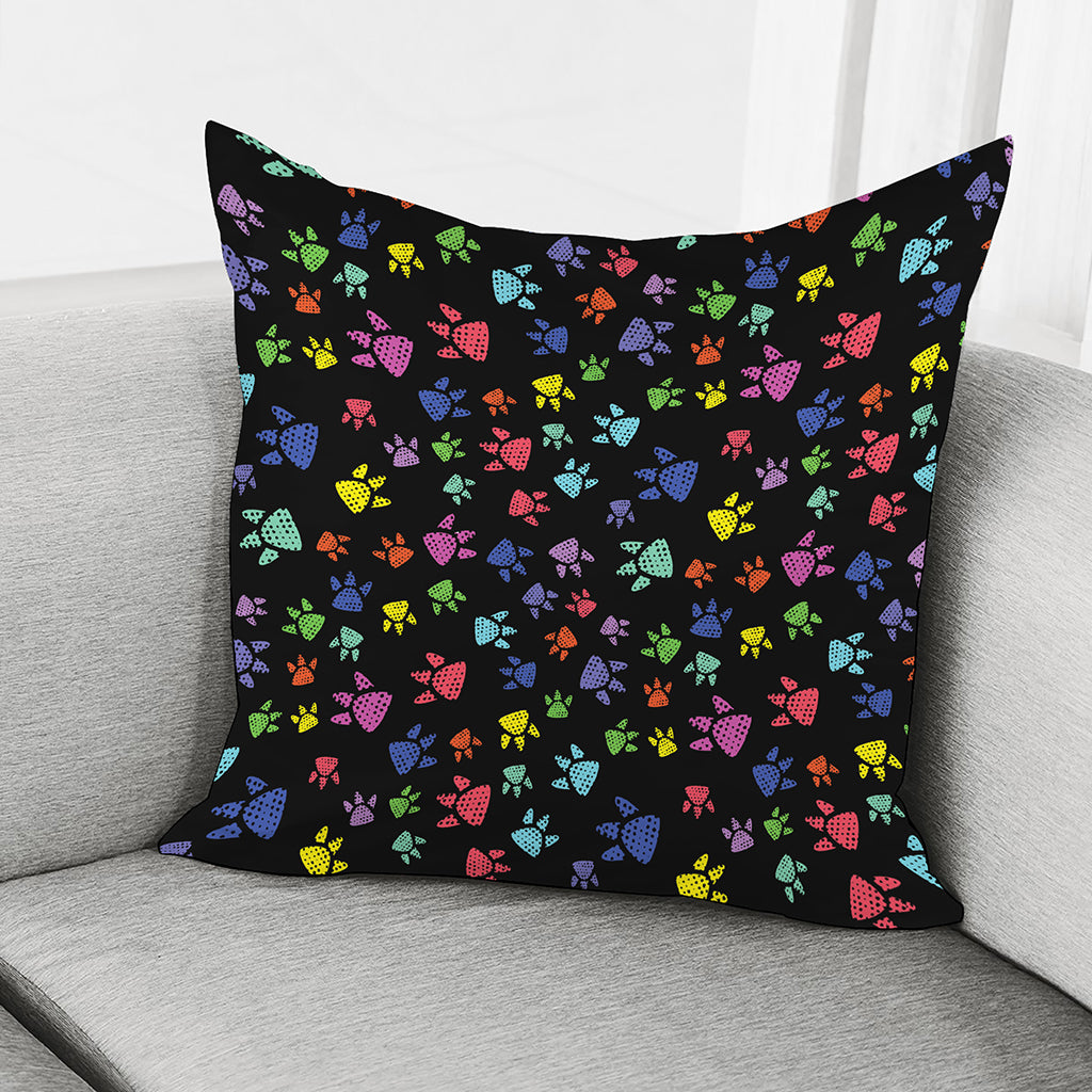 Cute Dino Footprint Pattern Print Pillow Cover