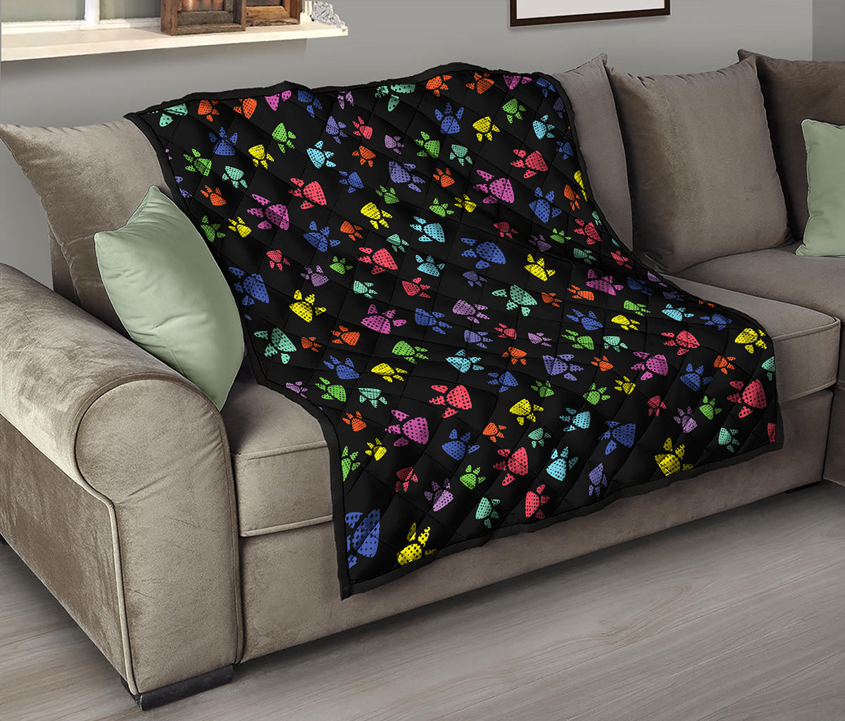 Cute Dino Footprint Pattern Print Quilt
