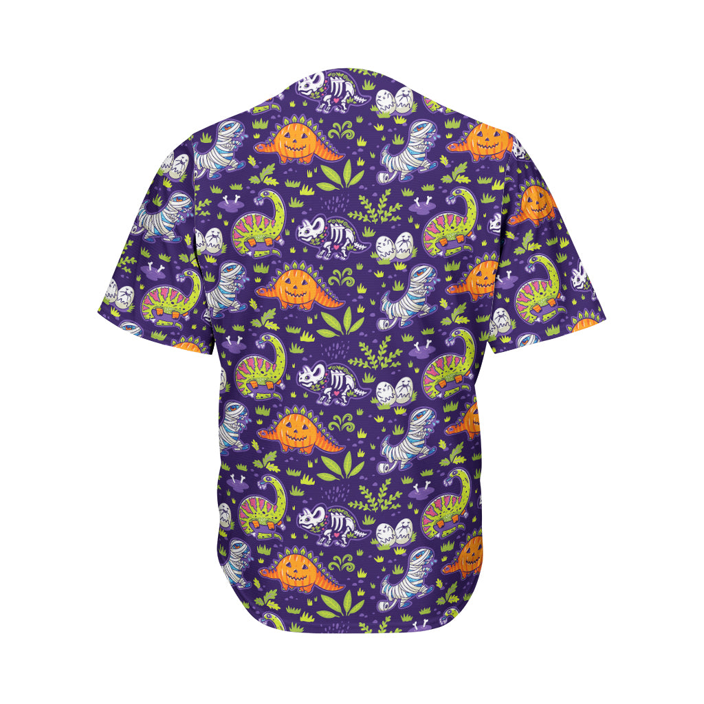 Cute Dino Halloween Pattern Print Men's Baseball Jersey
