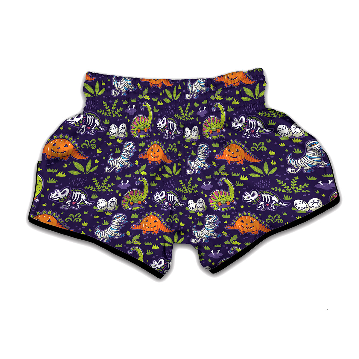 Cute Dino Halloween Pattern Print Muay Thai Boxing Shorts