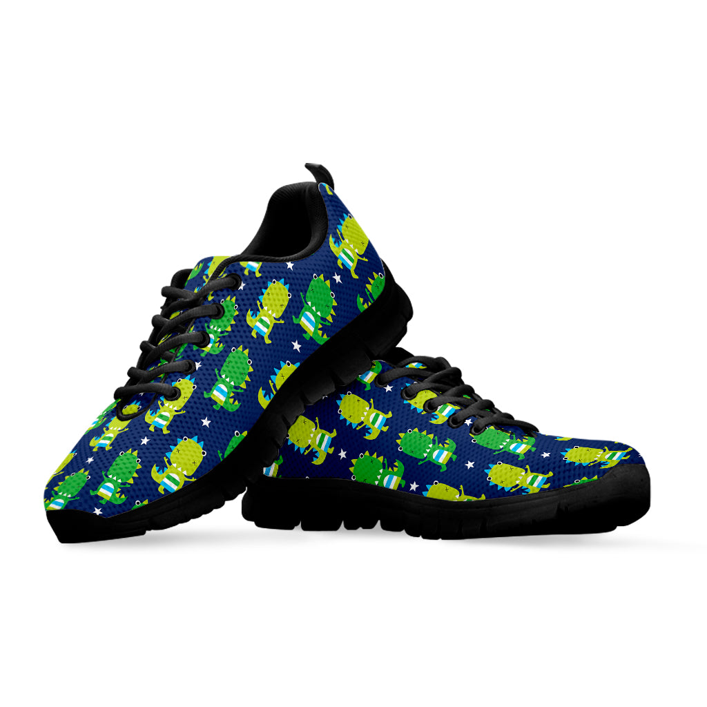 Cute Dino T-Rex Pattern Print Black Sneakers