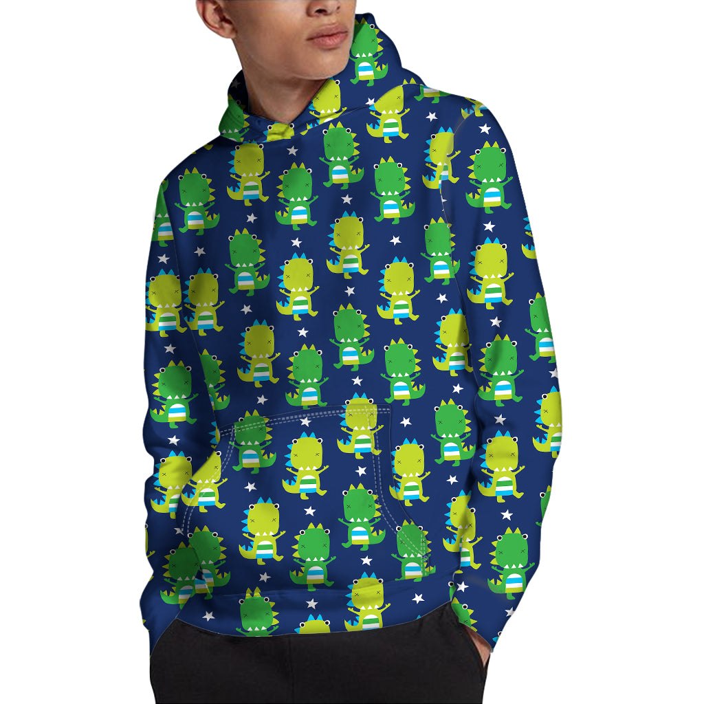 Cute Dino T-Rex Pattern Print Pullover Hoodie