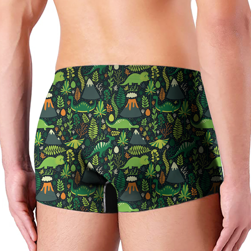 Cute Dinosaur And Floral Pattern Print Men's Boxer Briefs