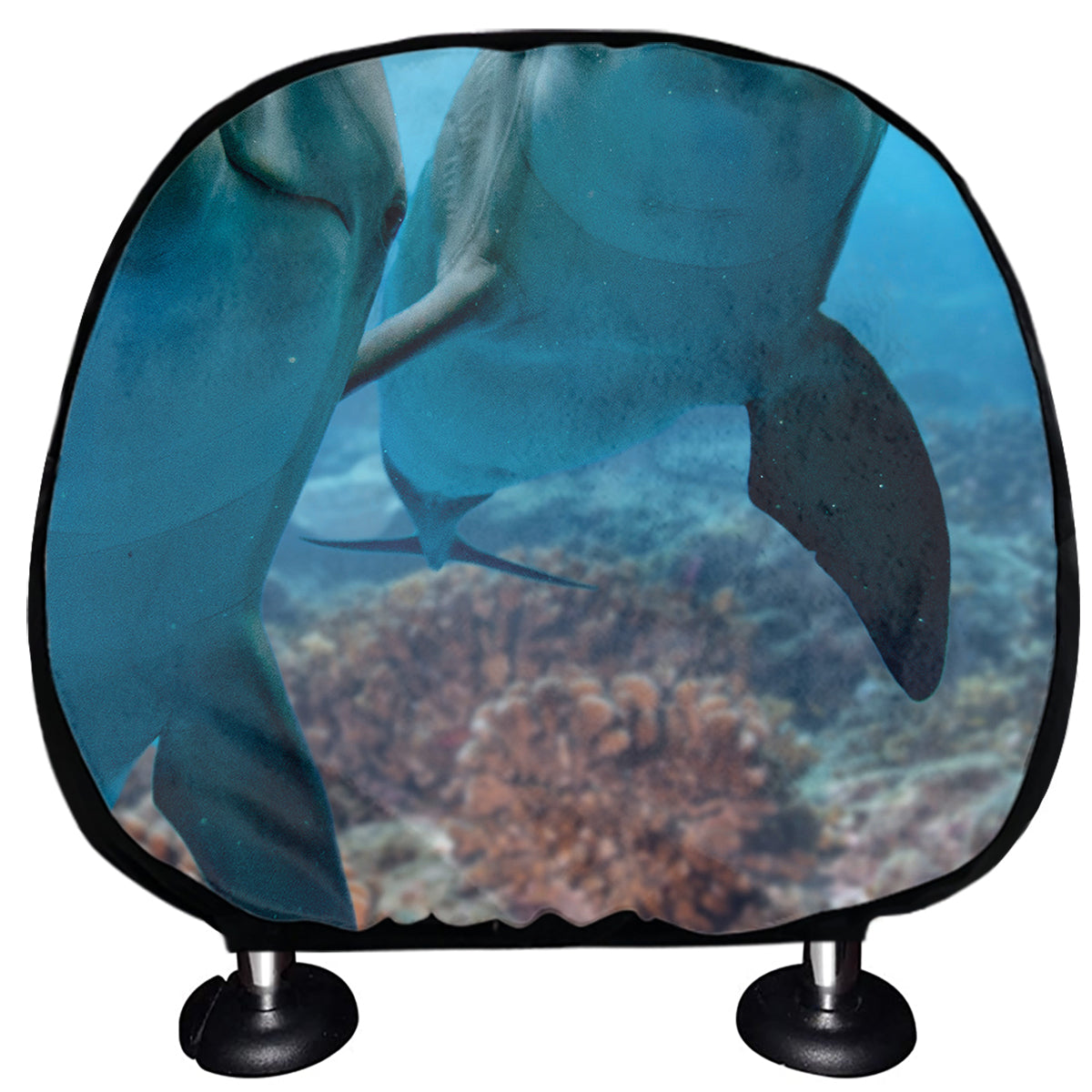 Cute Dolphins In The Ocean Print Car Headrest Covers