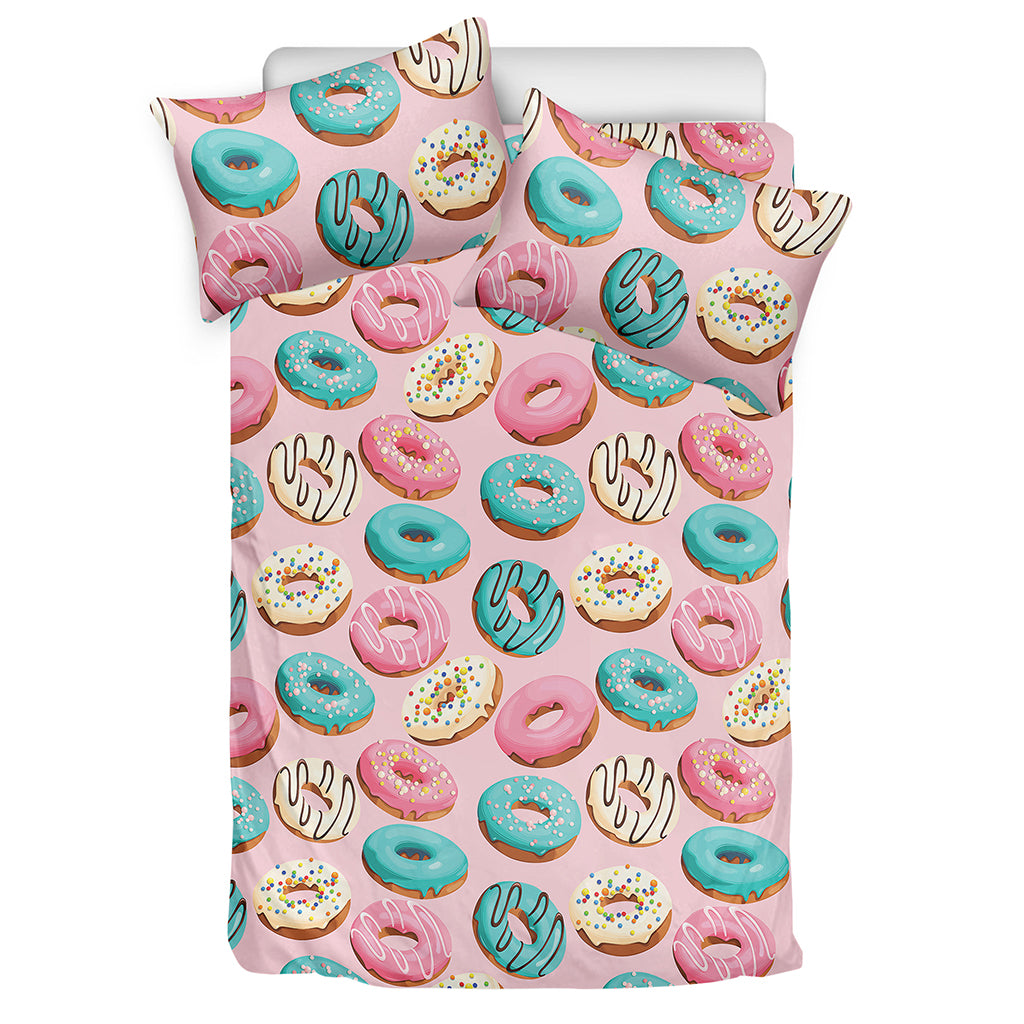 Cute Donut Pattern Print Duvet Cover Bedding Set