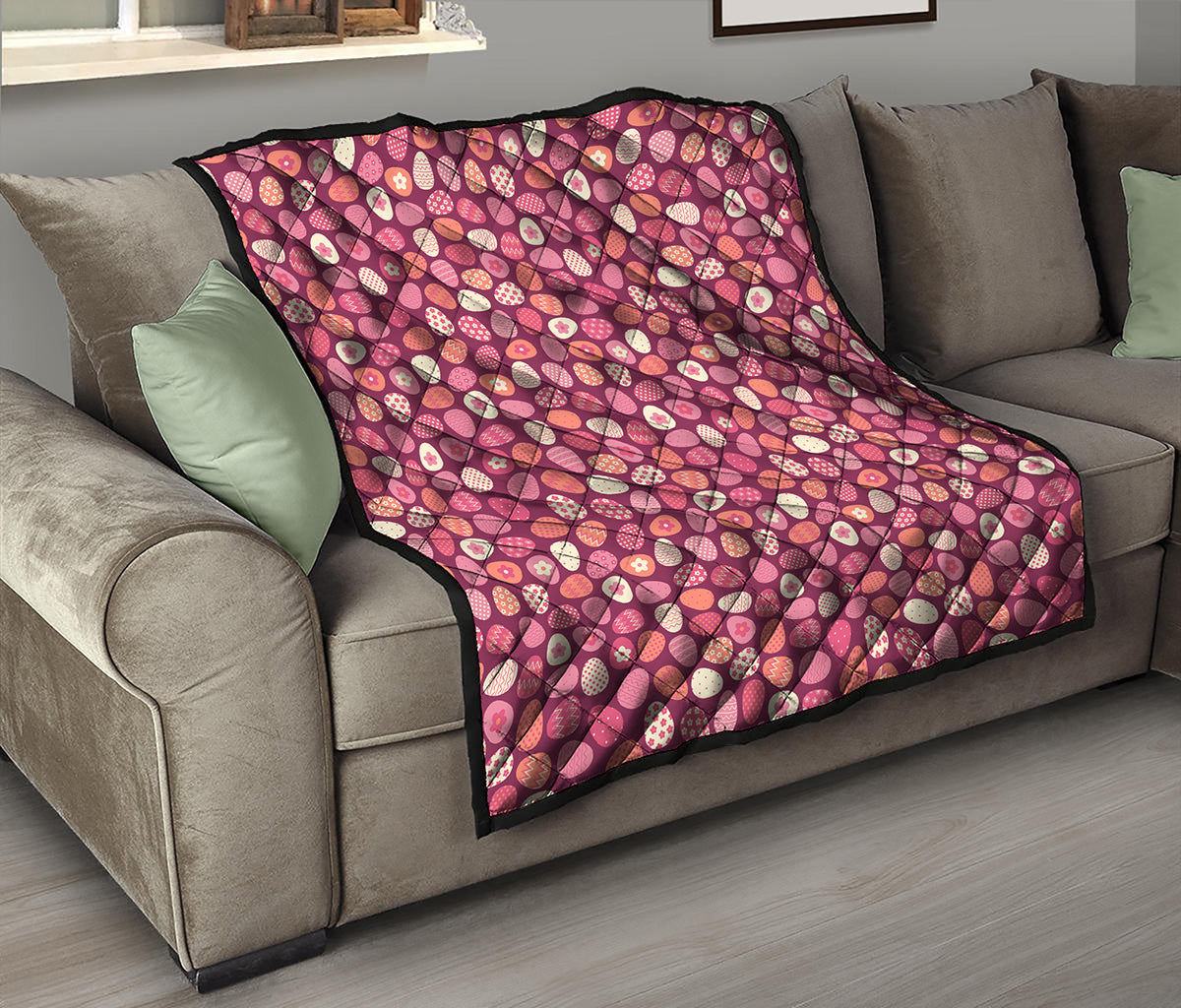Cute Easter Eggs Pattern Print Quilt
