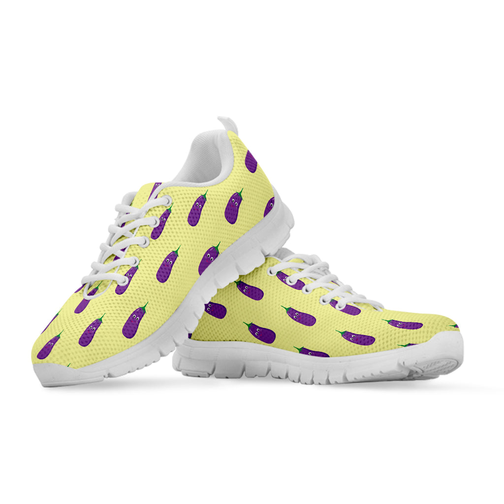 Cute Eggplant Pattern Print White Sneakers