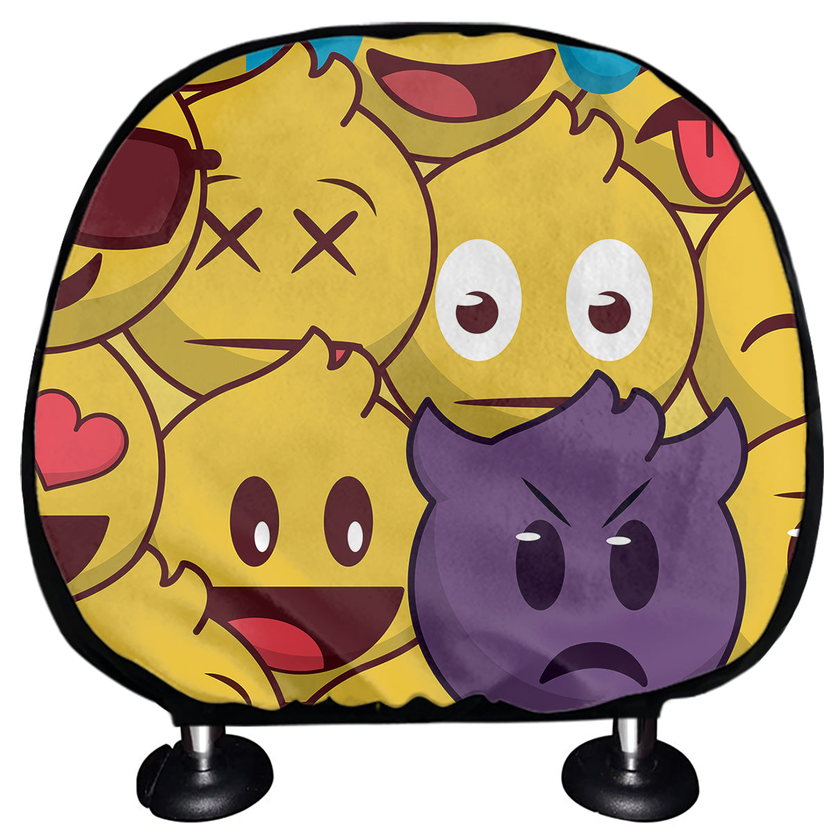 Cute Emoji Pattern Print Car Headrest Covers