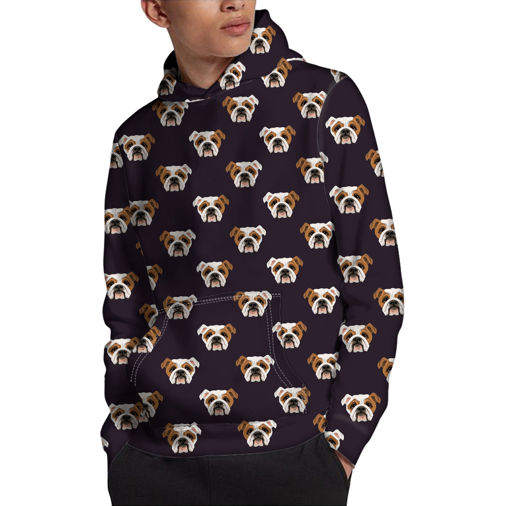 Cute English Bulldog Pattern Print Pullover Hoodie