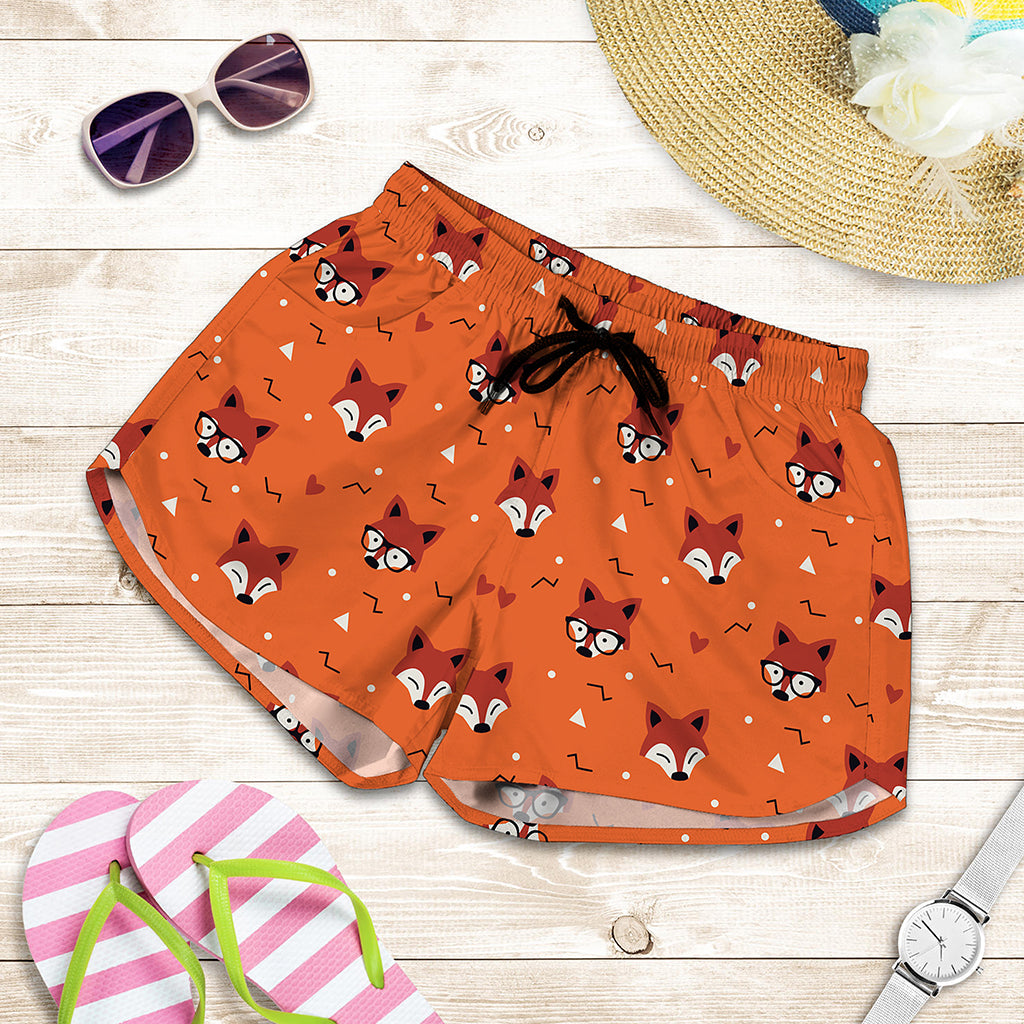 Cute Fox Pattern Print Women's Shorts