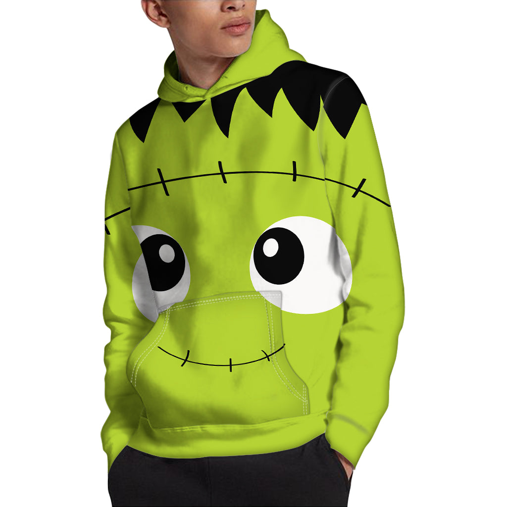 Cute Frankenstein Face Print Pullover Hoodie
