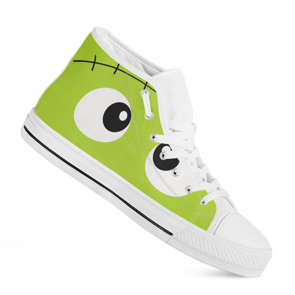 Cute Frankenstein Face Print White High Top Shoes