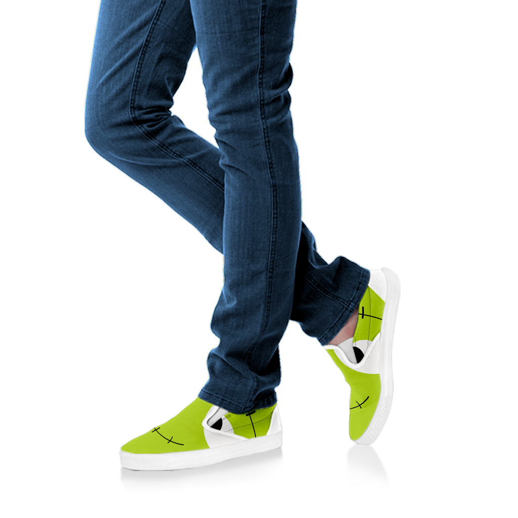 Cute Frankenstein Face Print White Slip On Shoes