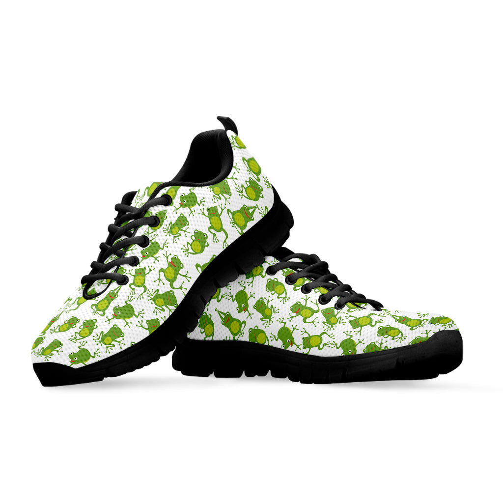 Cute Frog Pattern Print Black Sneakers
