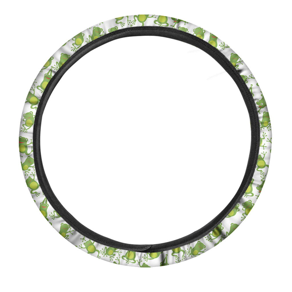 Cute Frog Pattern Print Car Steering Wheel Cover