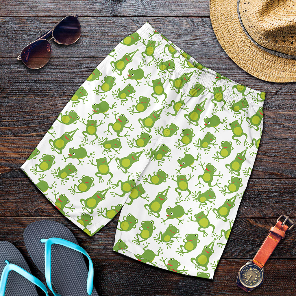 Cute Frog Pattern Print Men's Shorts