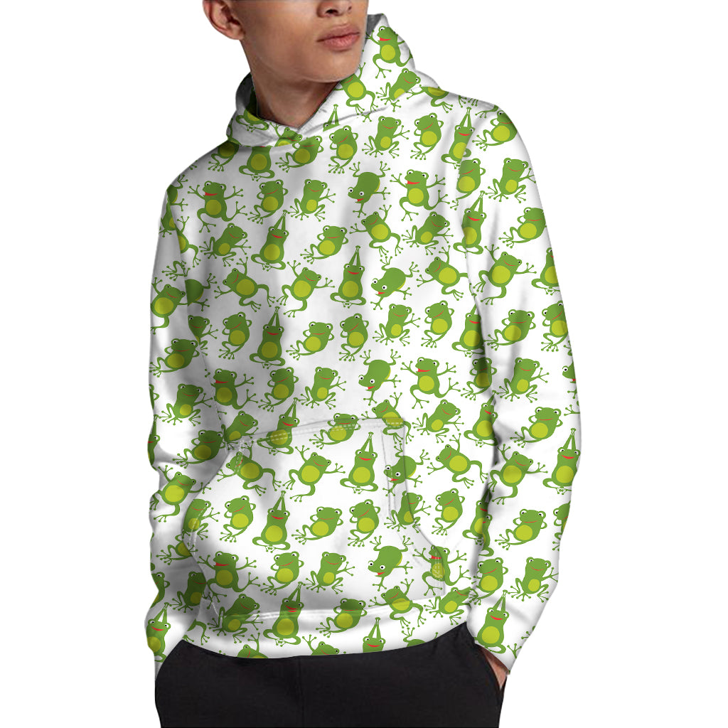 Cute Frog Pattern Print Pullover Hoodie