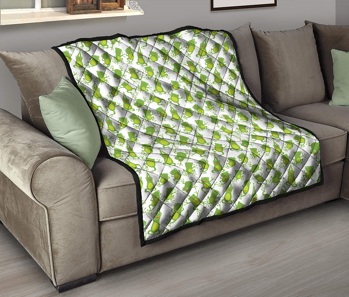 Cute Frog Pattern Print Quilt