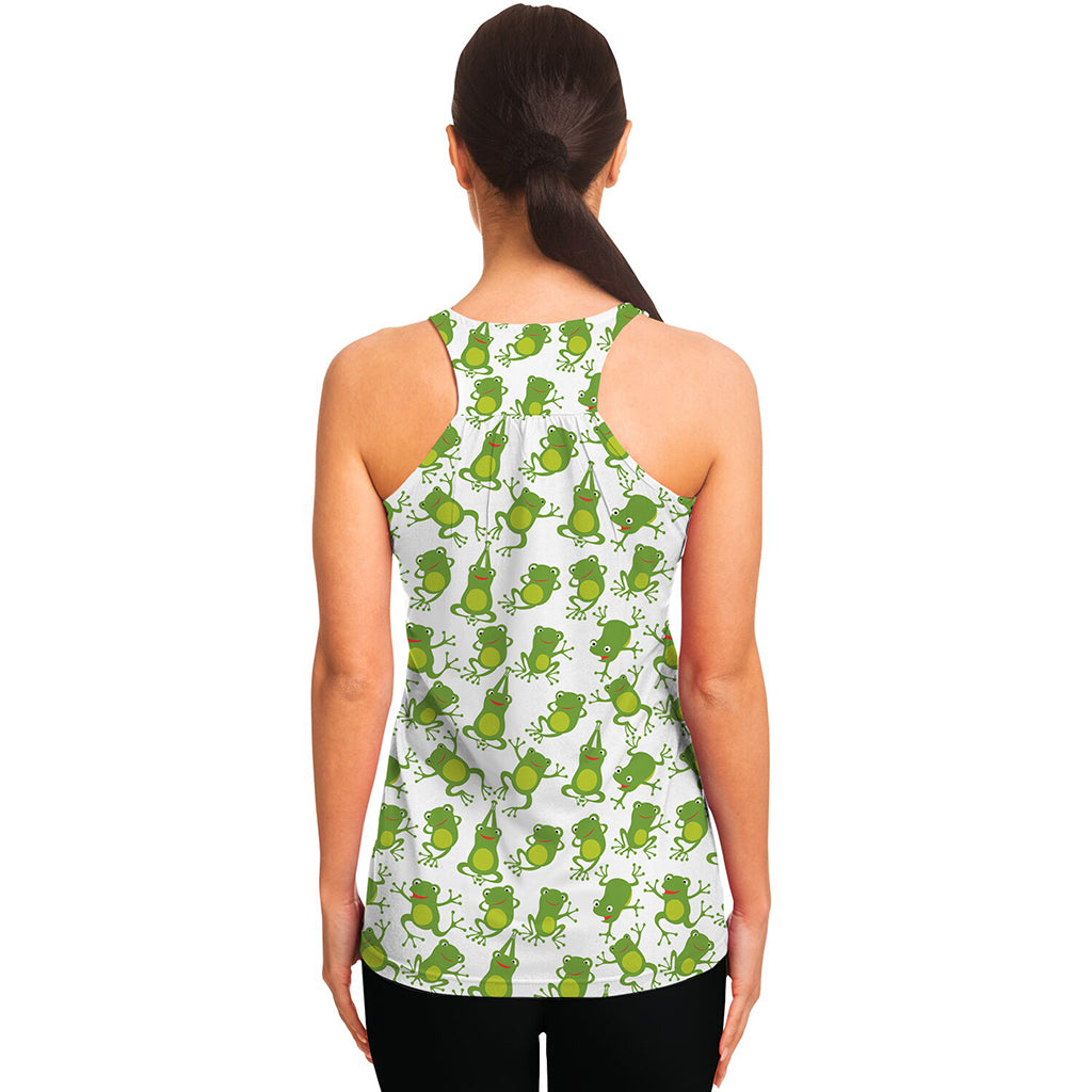 Cute Frog Pattern Print Women's Racerback Tank Top