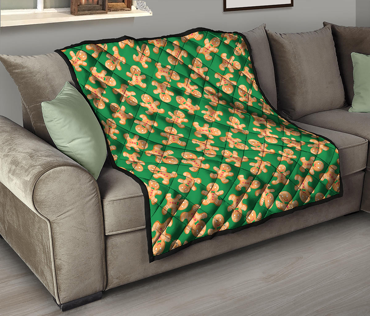 Cute Gingerbread Man Pattern Print Quilt