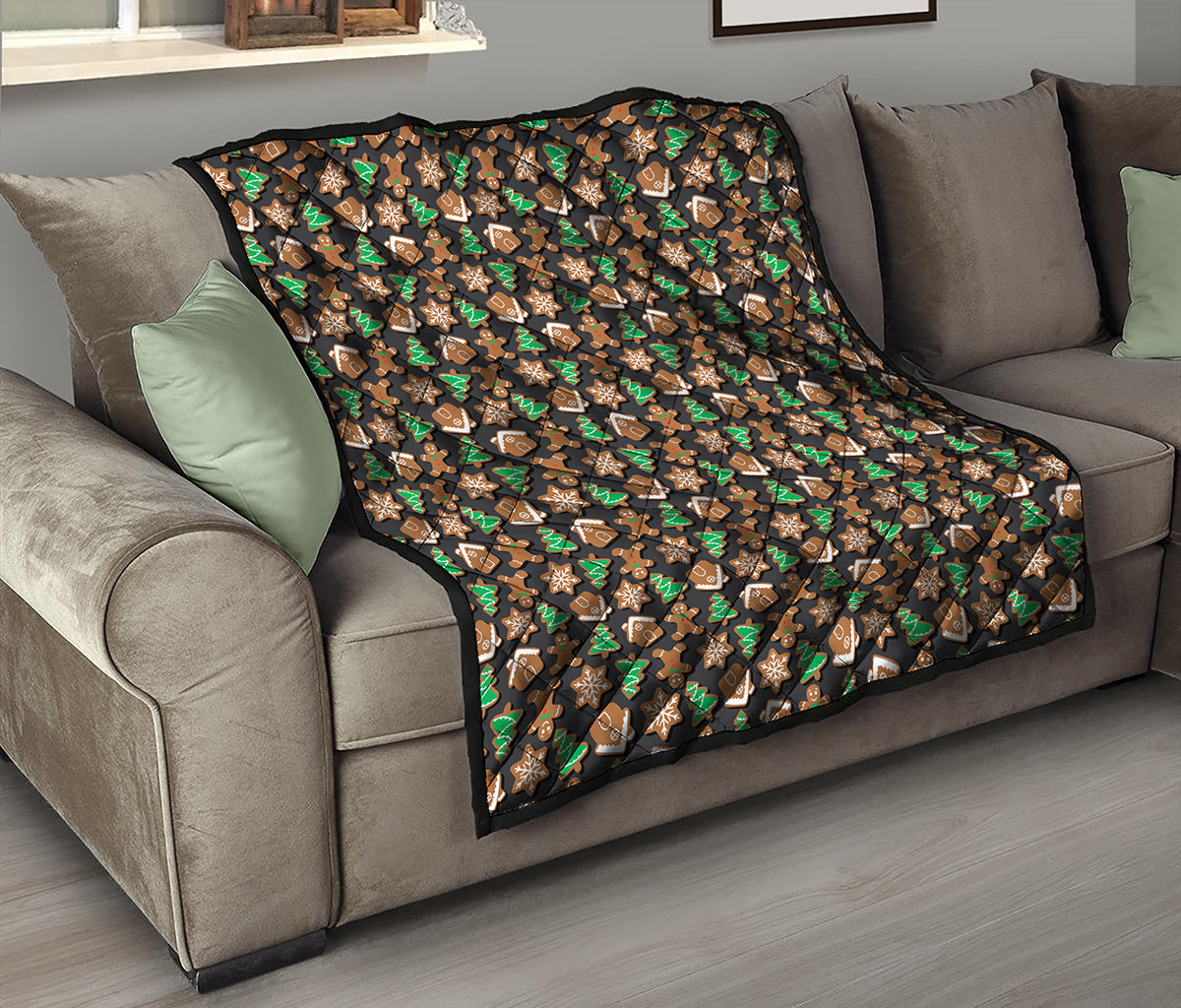 Cute Gingerbread Pattern Print Quilt