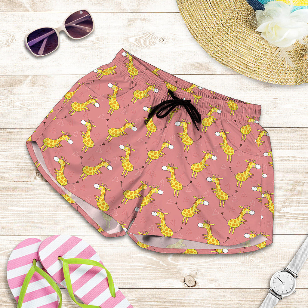 Cute Giraffe Pattern Print Women's Shorts