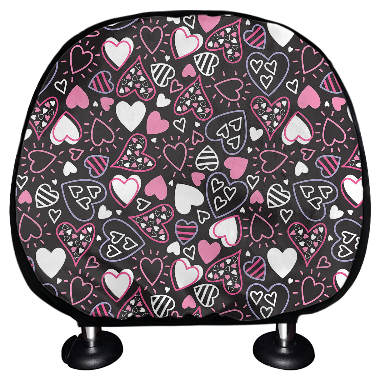 Cute Girly Heart Pattern Print Car Headrest Covers
